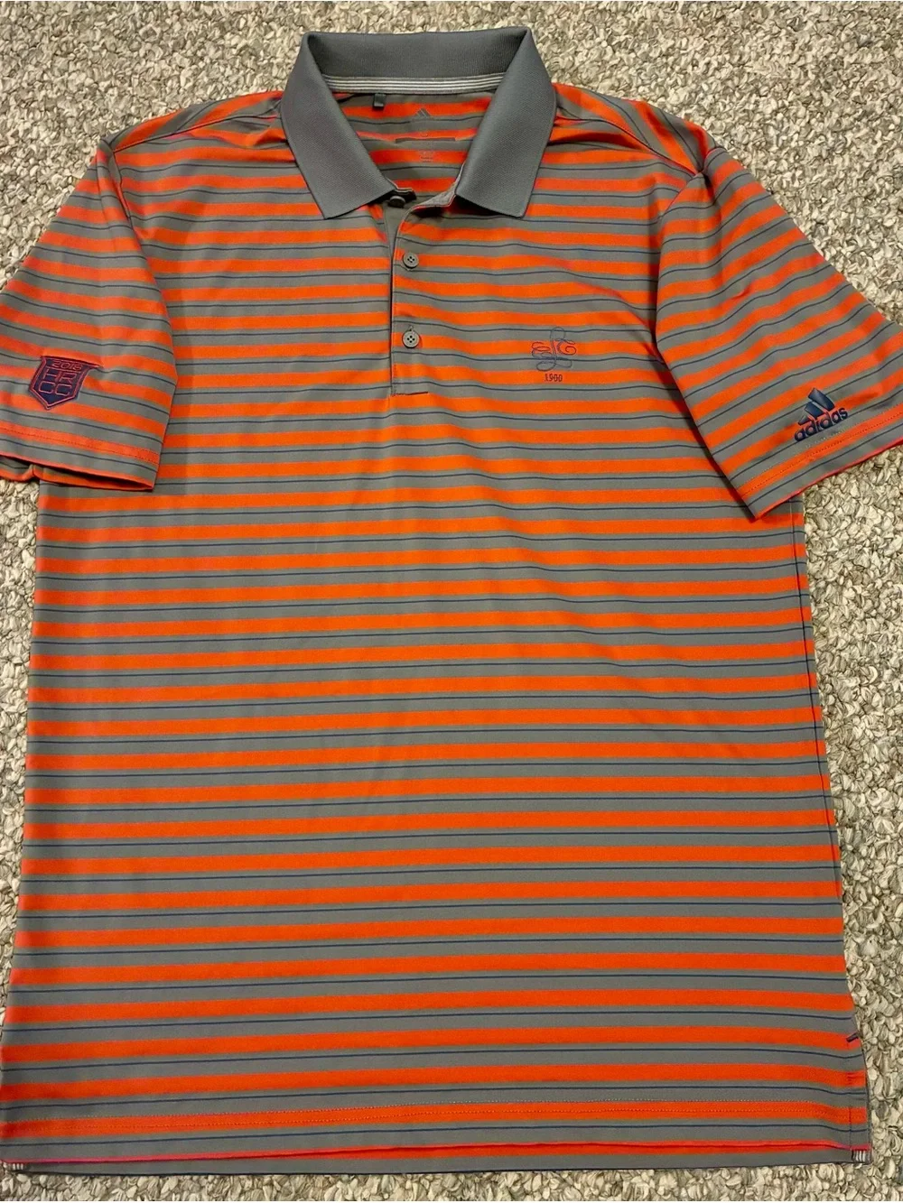 adidas Men’s Orange & Gray Striped Golf Polo